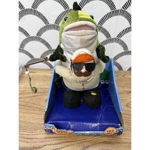 2007 Gemmy Back Breaker "Woo Hoo" Animated Fishing Plush Tabletop Decor